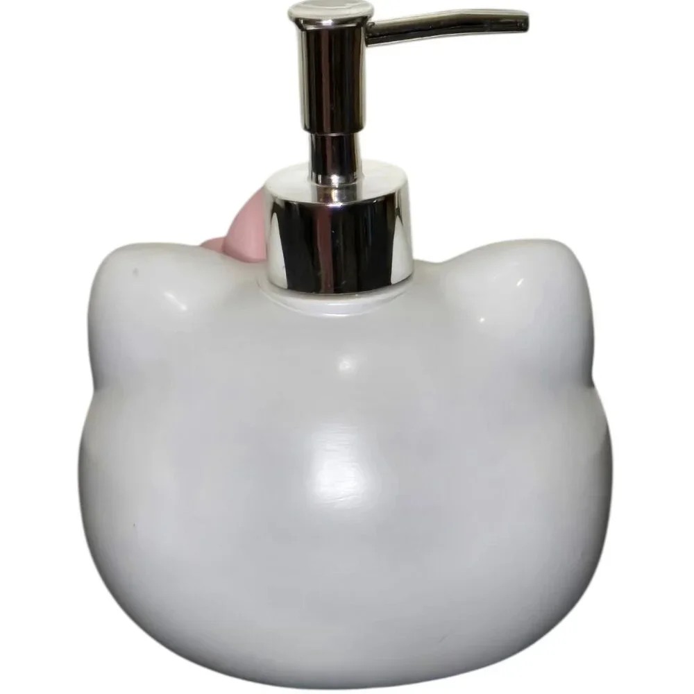 Hello Kitty Soap Dispenser Sanrio Ceramic Bathroom Pump Pink Bow Kawaii Decor